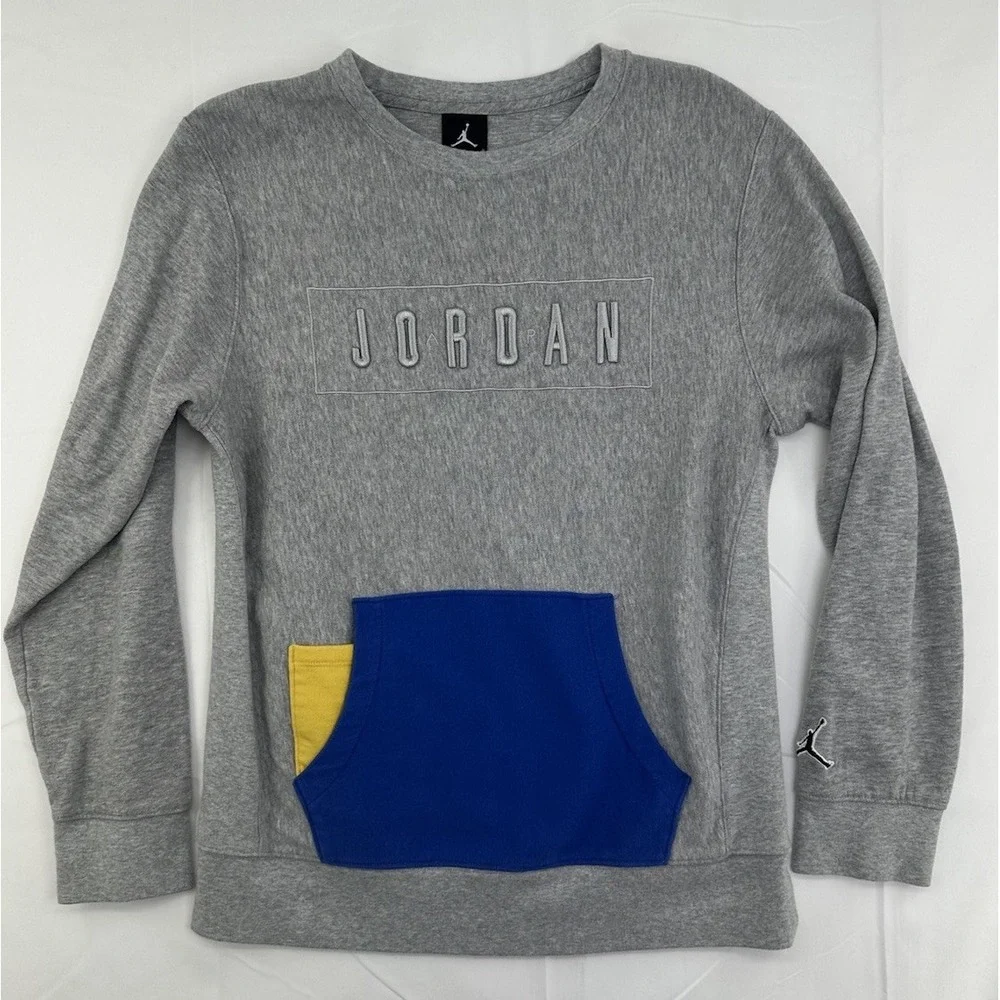 Jordan Sweatshirt Youth  L Gray‎ Fleece Lined Standard Fit Long Sleeve Pockets